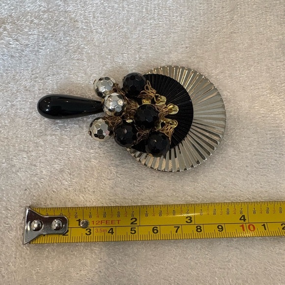 Vintage Art Deco Style Brooch Pin Black & Silver Glamour Unisex - Picture 5 of 10